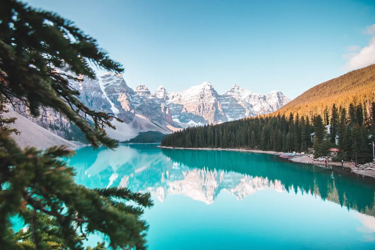 Moraine Lake is located in Banff National Park, Alberta, Canada.