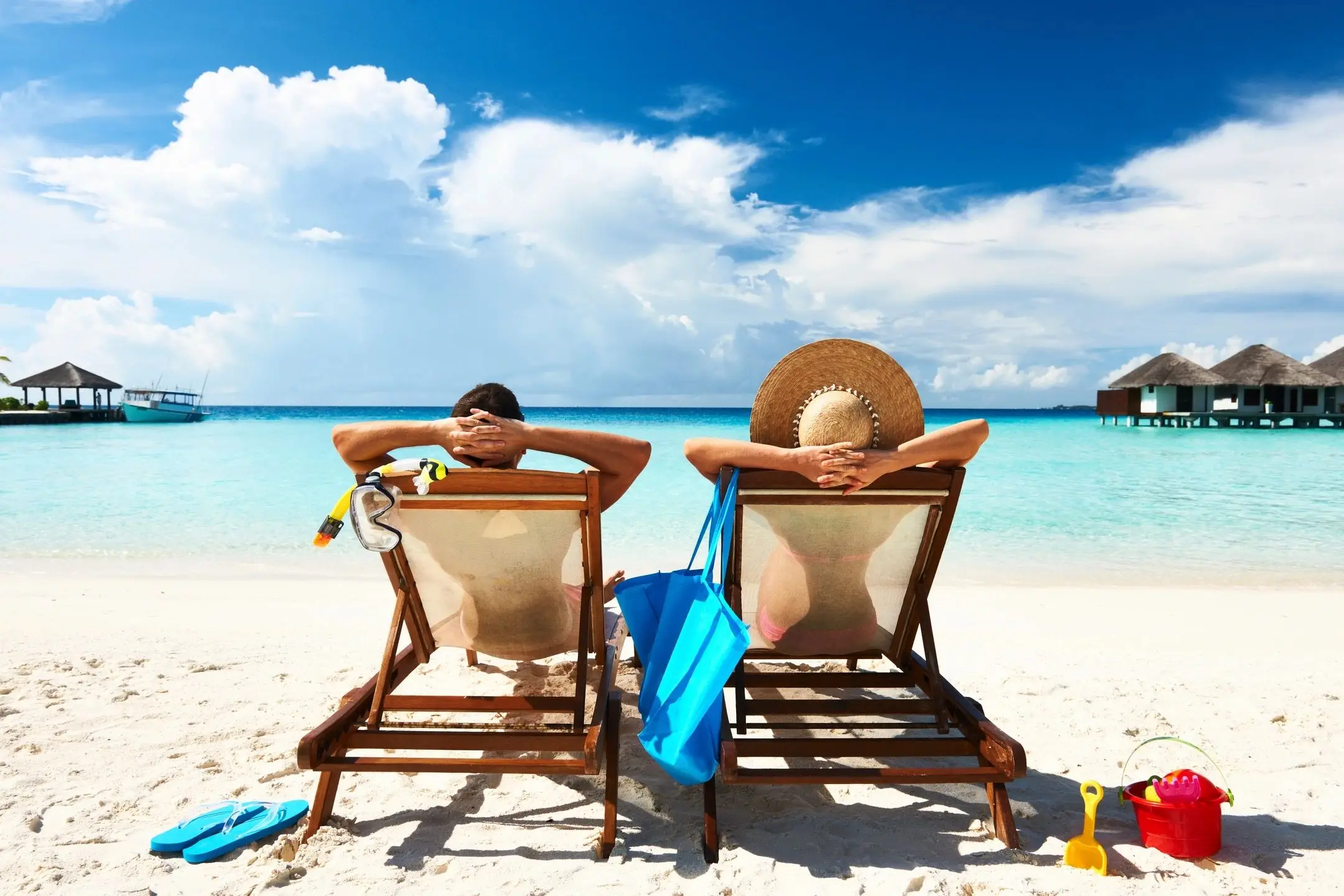 Romantic Beach Couple Lounging