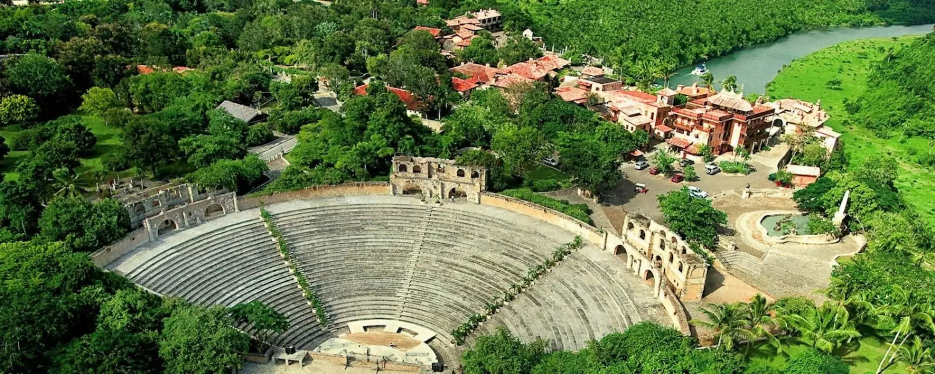 The historic-style stone amphitheater at Altos de Chavon village in Casa de Campo, Dominican Republic.