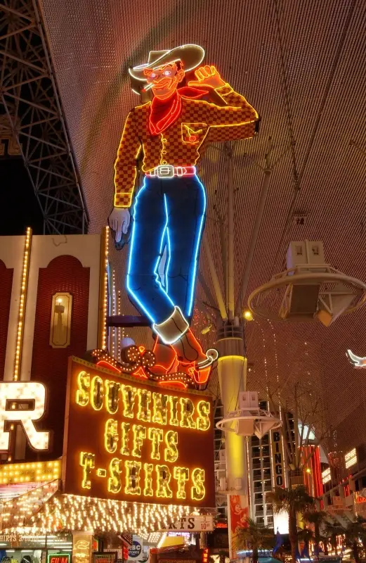 Vegas Vic, located on the Fremont Street Experience, is the world-famous, 40-foot-tall neon cowboy sign that has watched over downtown Las Vegas since 1951.