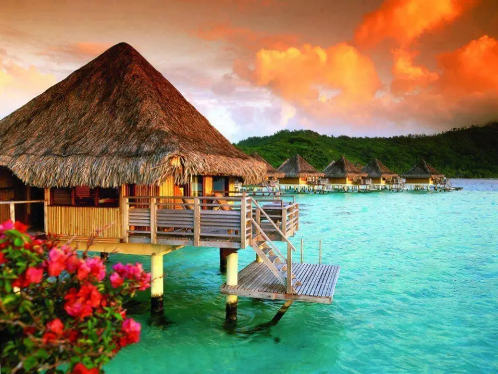 Overwater bungalow at InterContinental Le Moana Bora Bora Resort.
