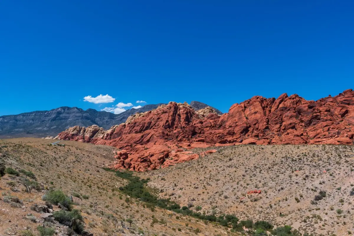 Red Rock Canyon National Conservation Area lies in Nevada’s Mojave Desert and is known for geological features such as towering red sandstone peaks and the Keystone Thrust Fault, as well as Native American petroglyphs.
