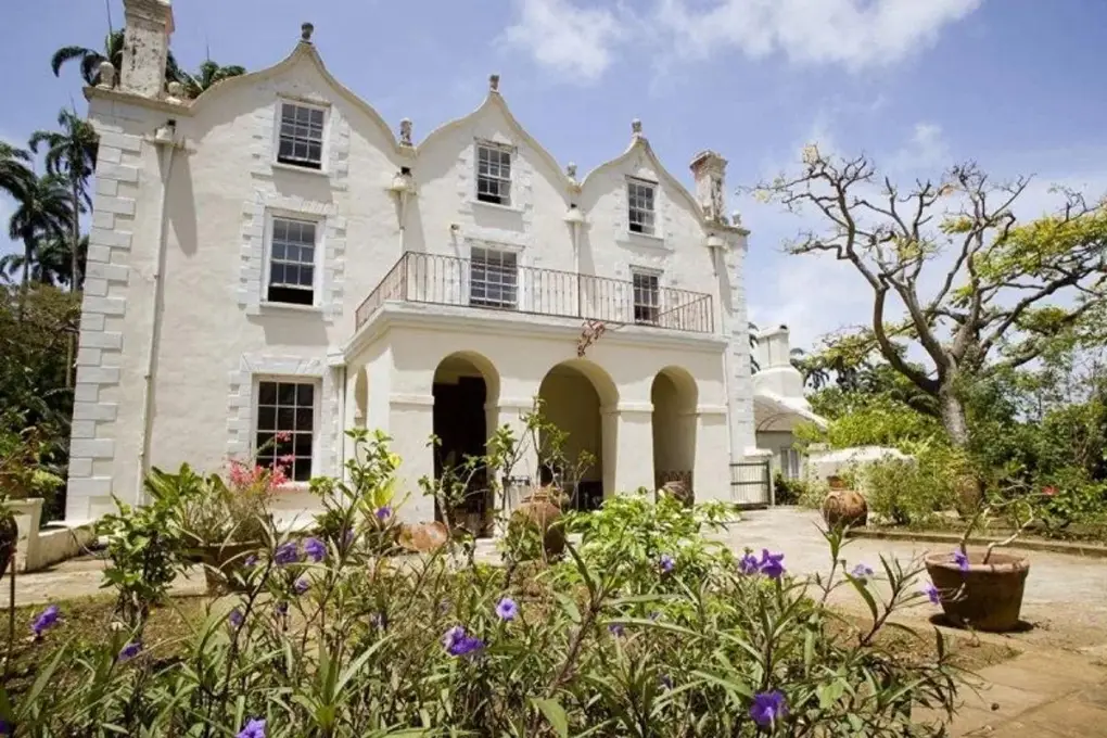 Historic Jacobean architecture at St. Nicholas Abbey plantation house and museum in Saint Peter, Barbados.