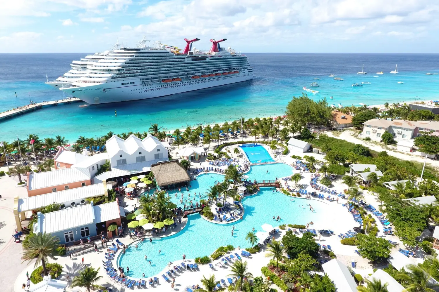 Tropical pool and beachfront property at the Grand Turk Cruise Center port of call.